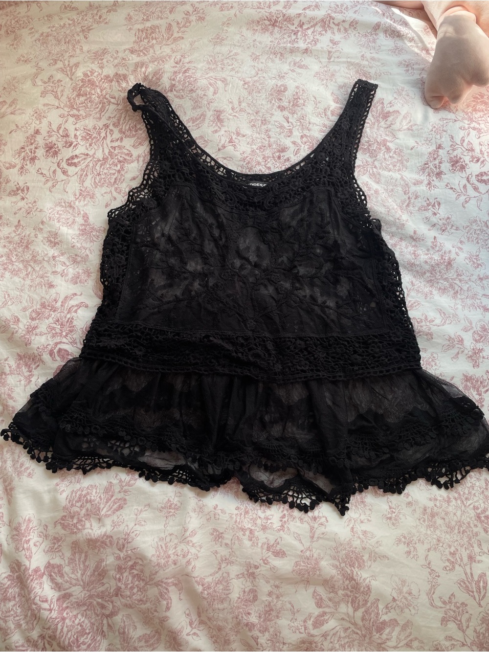 Express Black Crochet Lace Tank Chemise